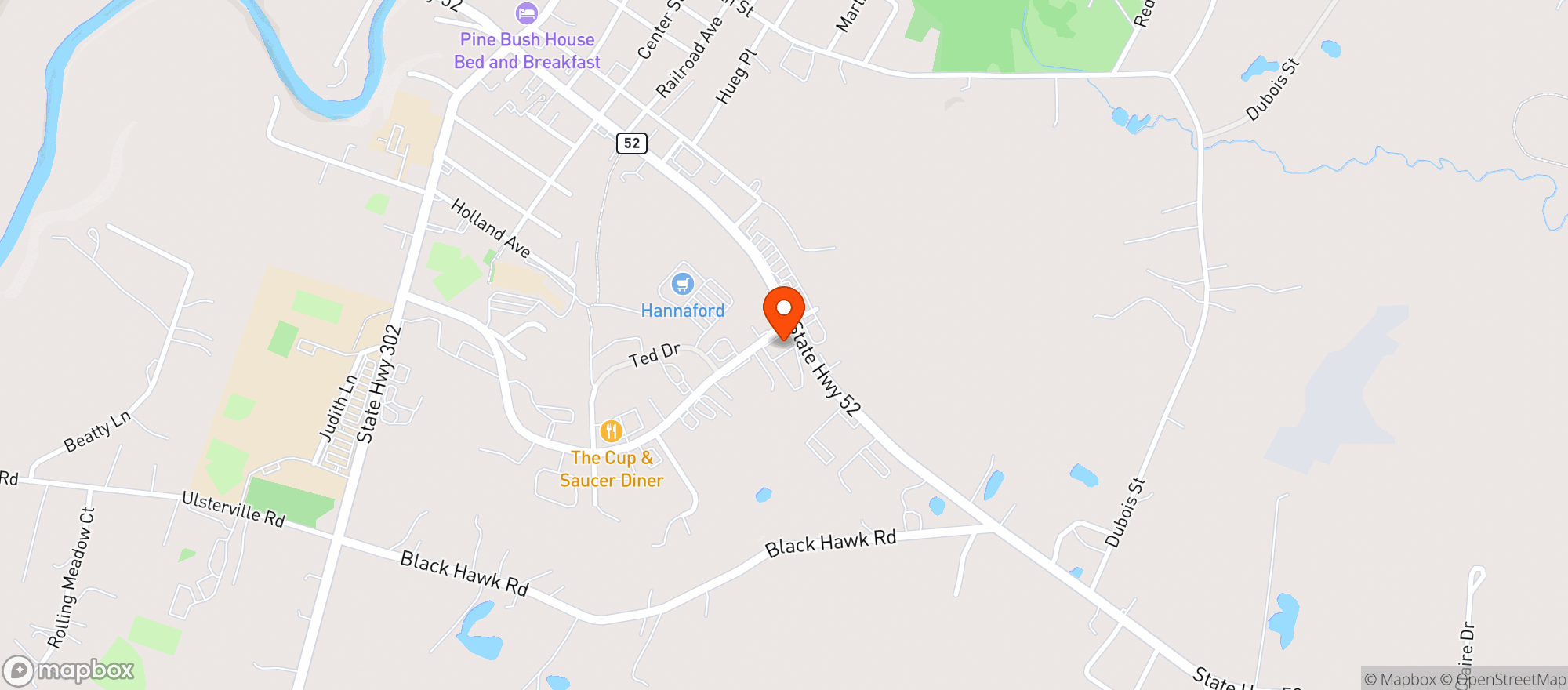 Map showing BEER WORLD - PINE BUSH