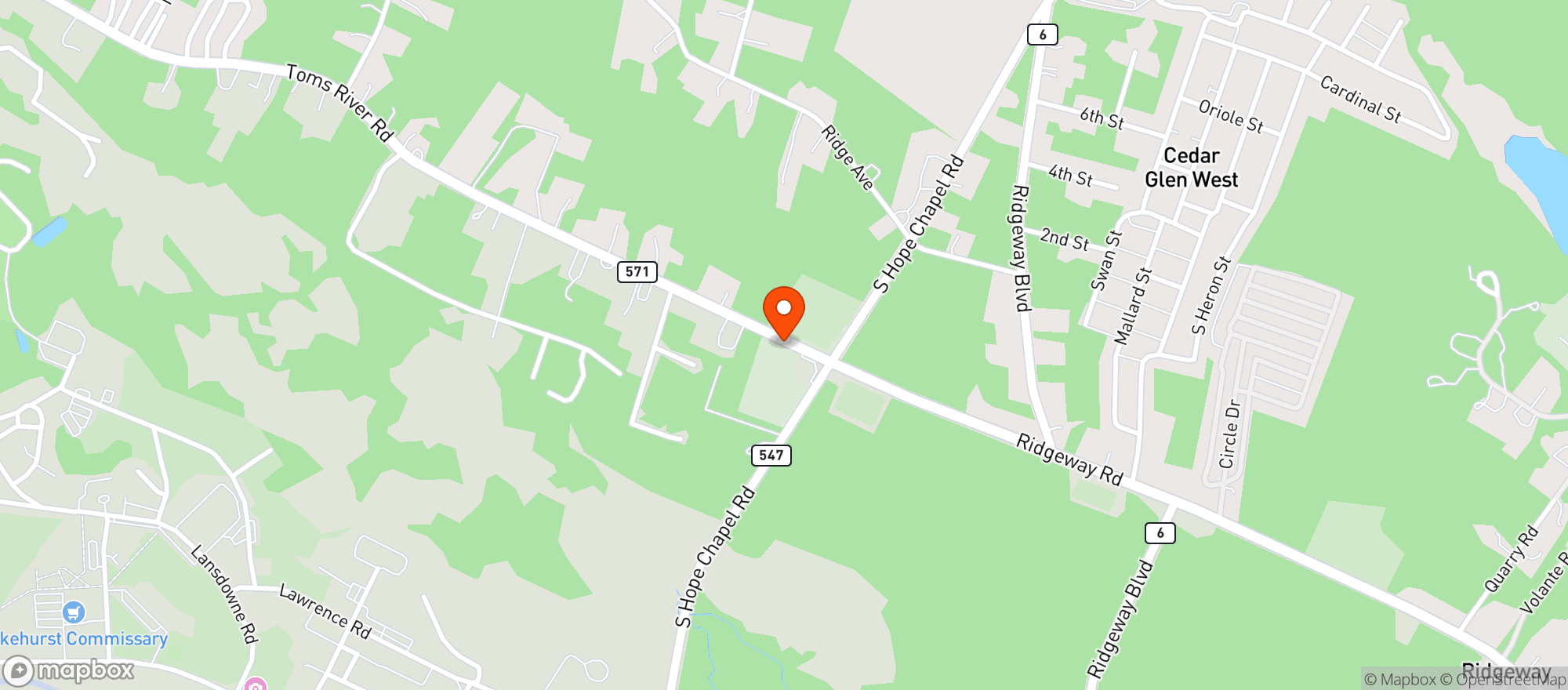 Map showing Ridgeway Plaza Wines And Liquor
