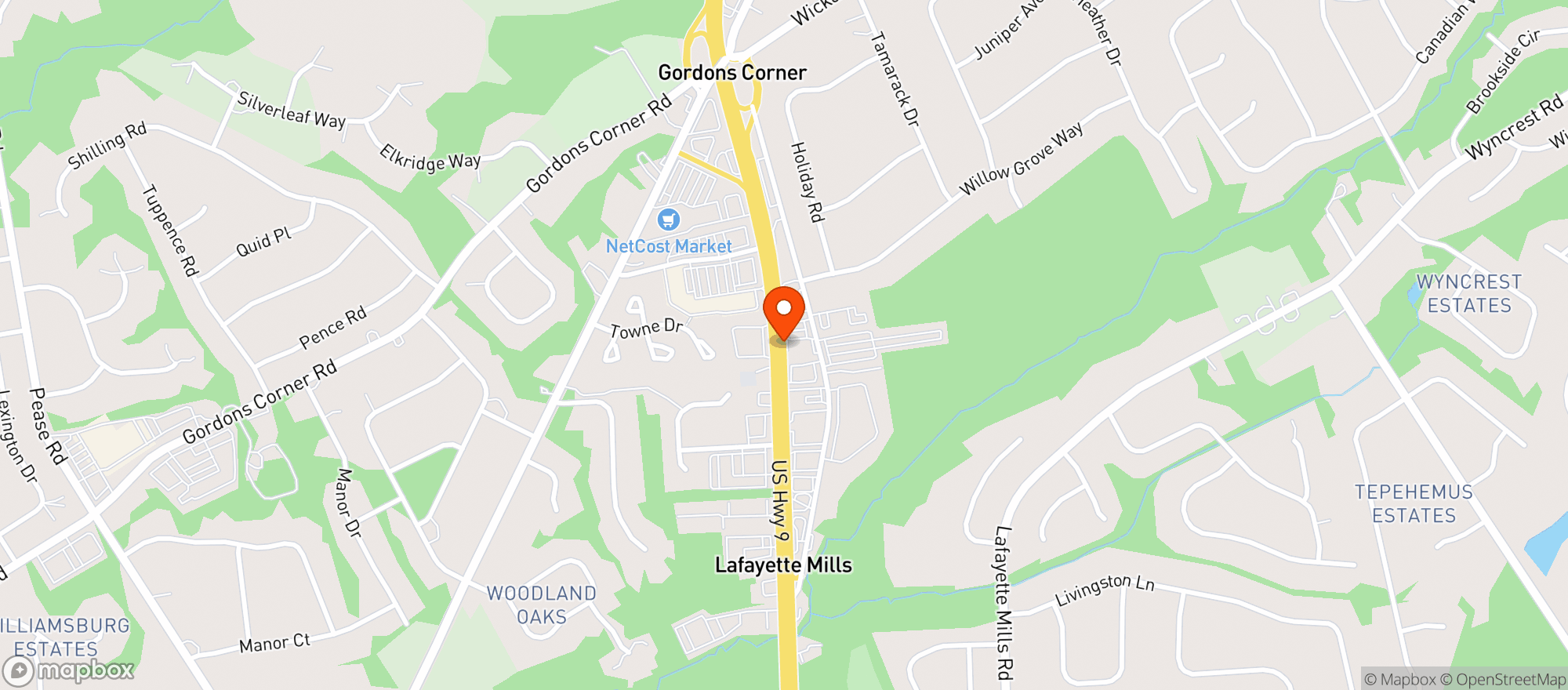 Map showing GORDON CORNERS LIQUORS