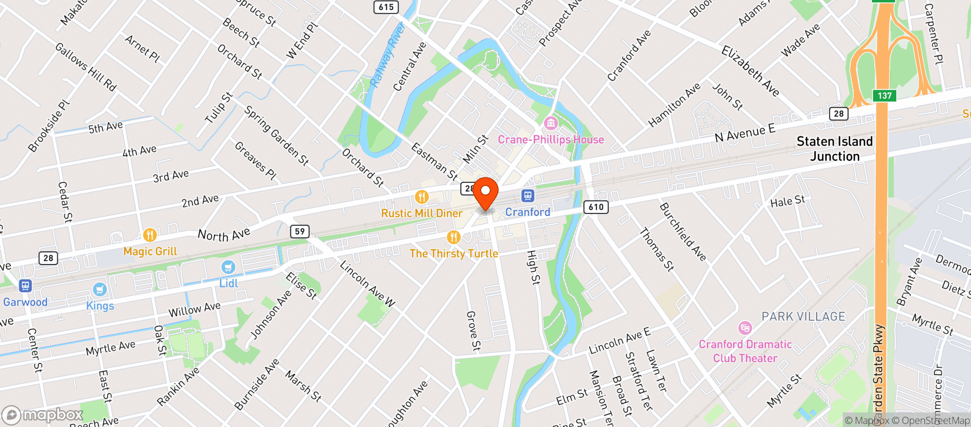 Map showing The Cranford Hotel Restaurant & Pub