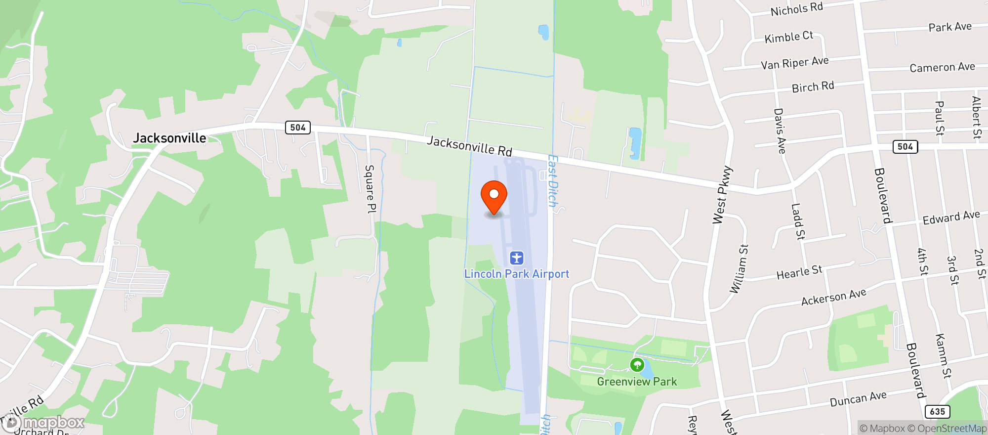 Map showing Sunset Pub & Grill