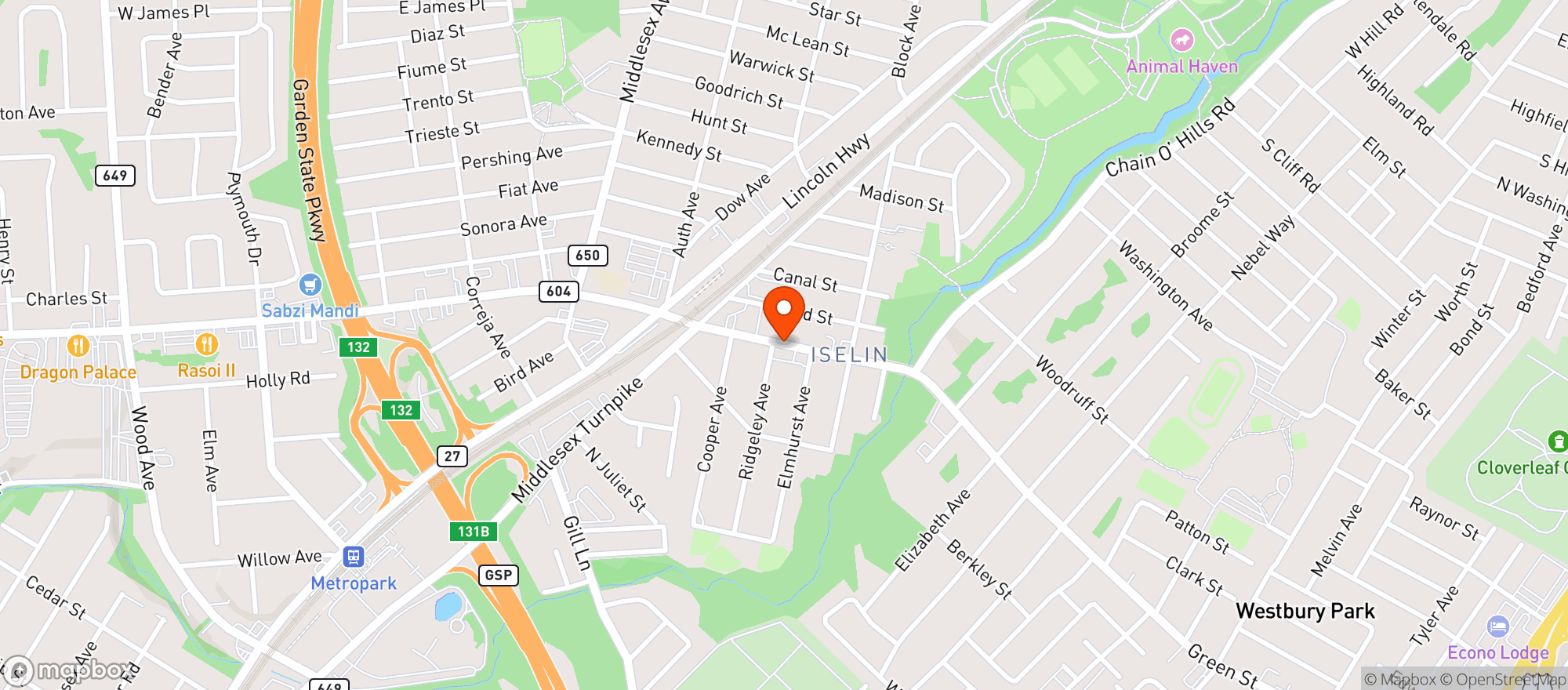 Map showing Green Street Wine & Liquor