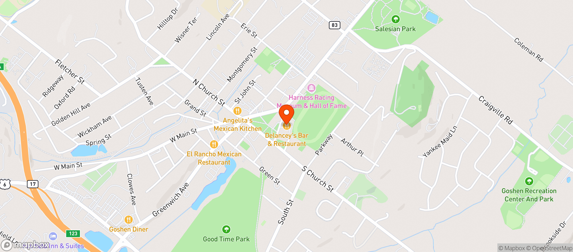 Map showing Delanceys
