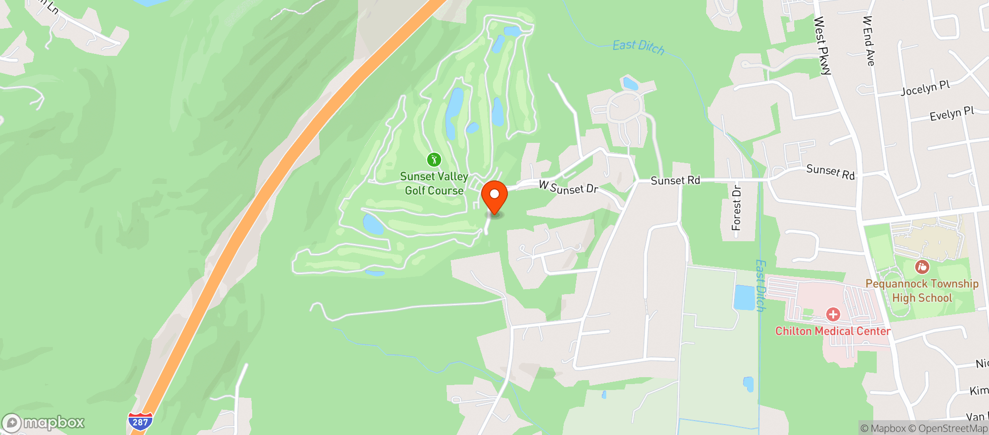 Map showing Sunset Valley Golf Course
