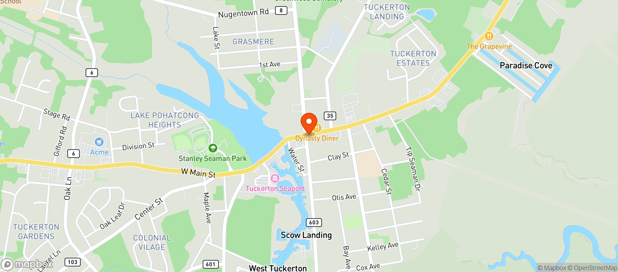 Map showing Tuckerton Liquor & Wine Shop