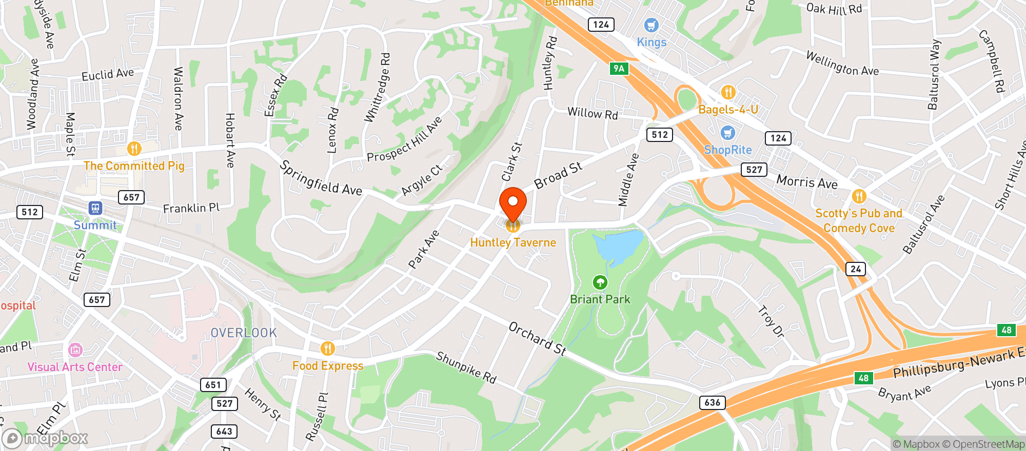 Map showing Huntley Taverne