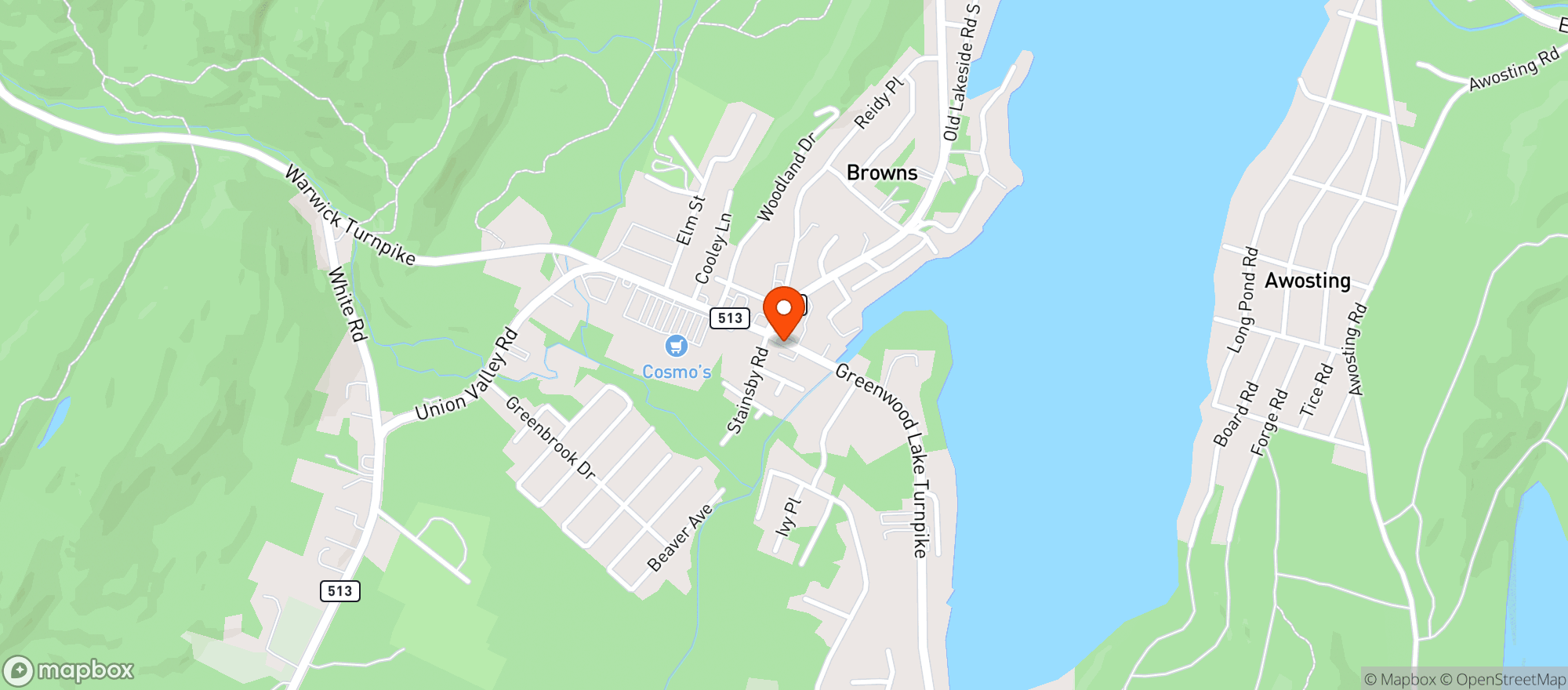 Map showing GREENWOOD LAKE DISCOUNT