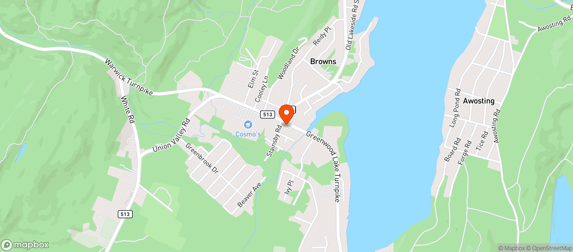 Map showing Greenwood Lake Discount Liquors