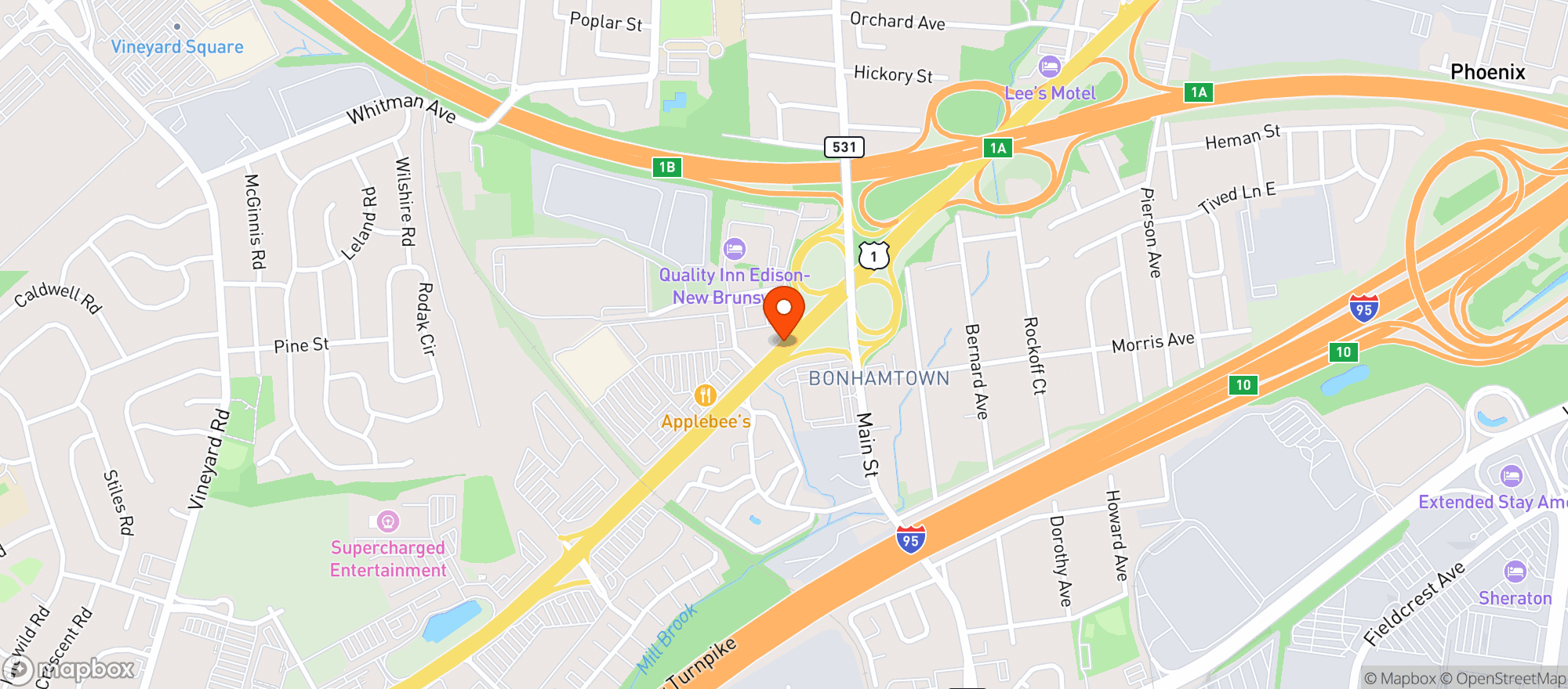 Map showing Joe Canal's Discount Liquor Outlet