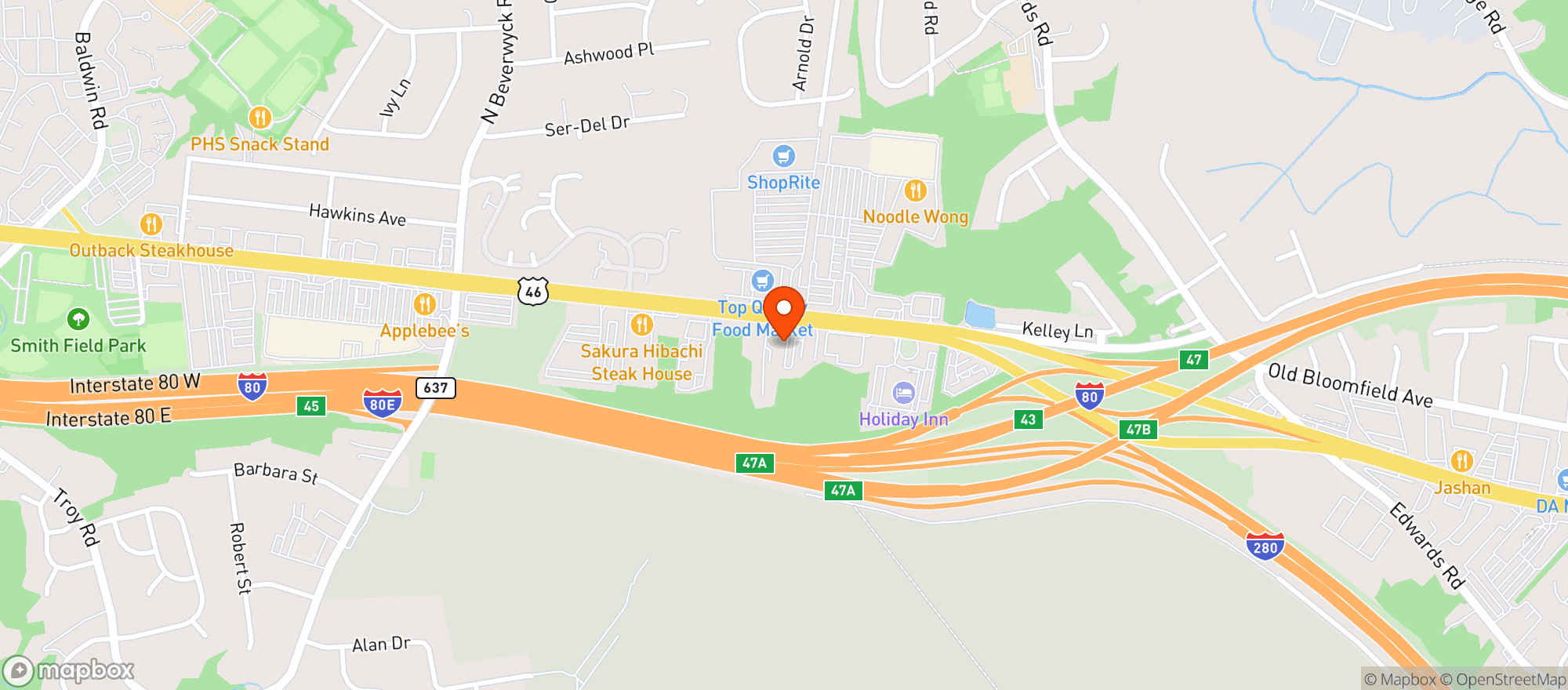 Map showing JOE CANALS PARSIPPANY