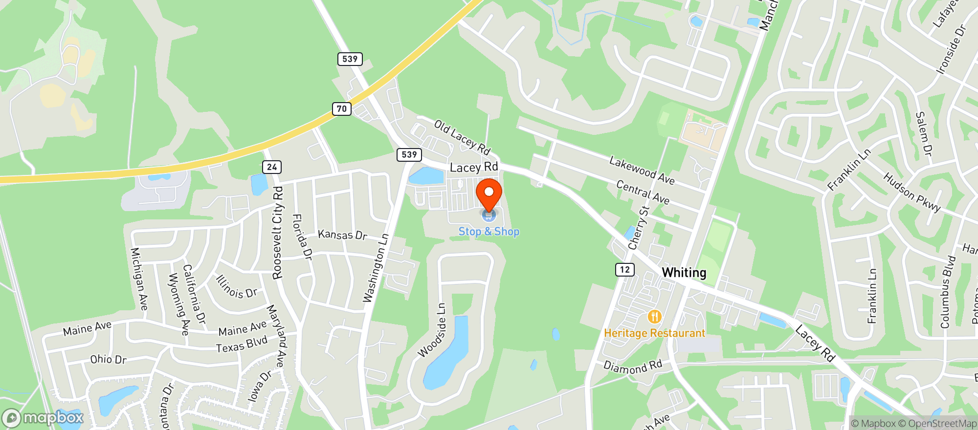 Map showing STOP & SHOP (400 LACEY ROAD)