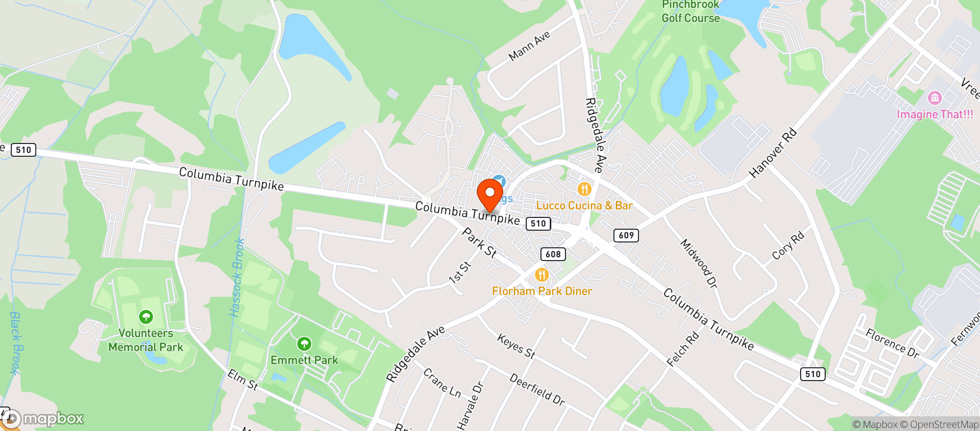 Map showing Florham Park Liquors