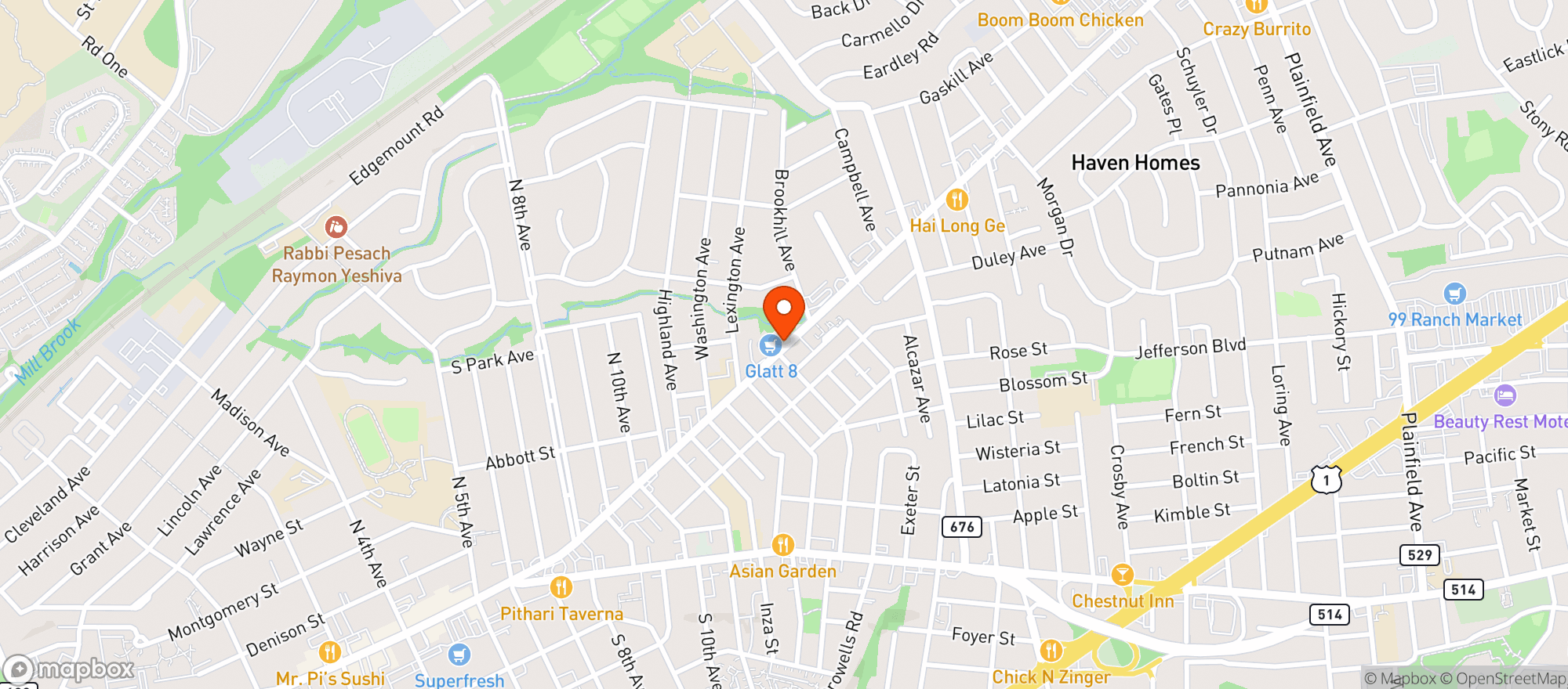 Map showing Franklin Liquors