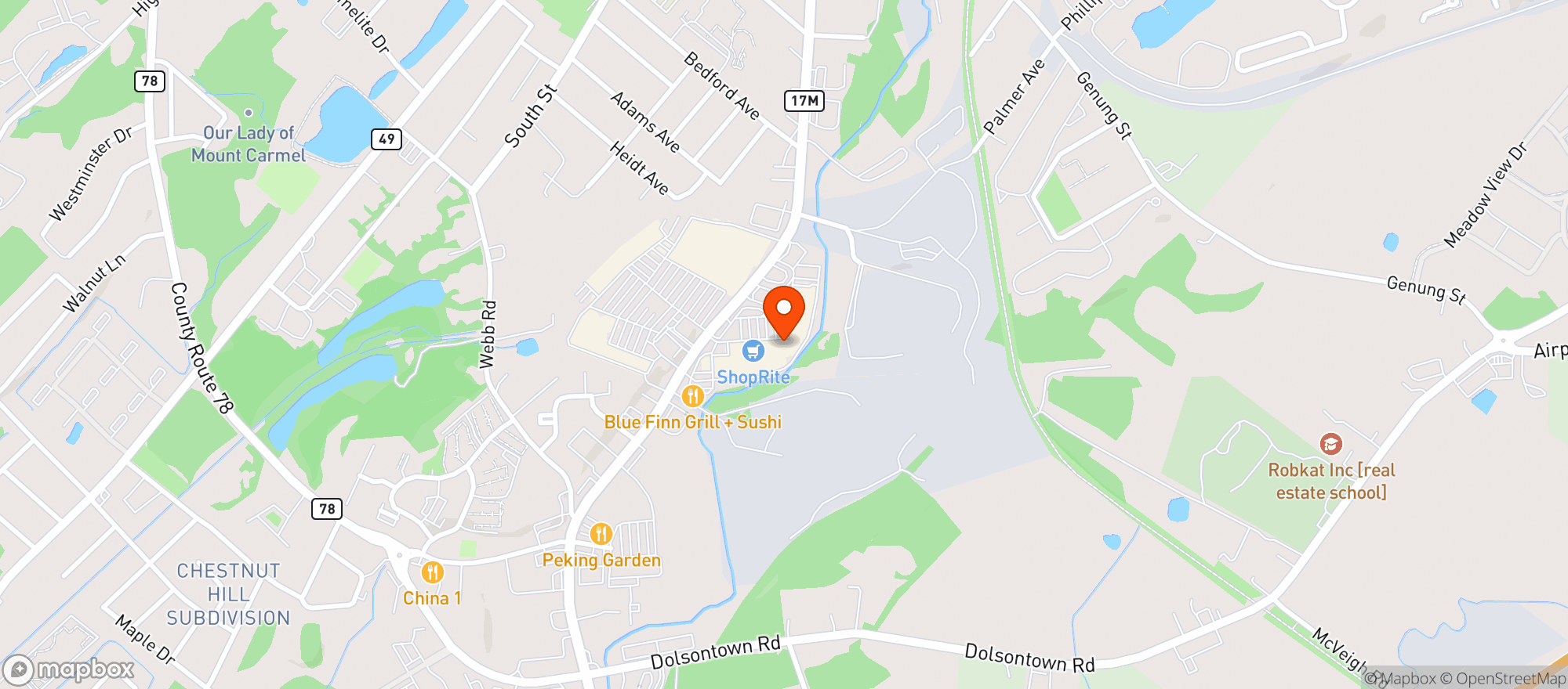 Map showing Hudson Valley Wines & Liquors