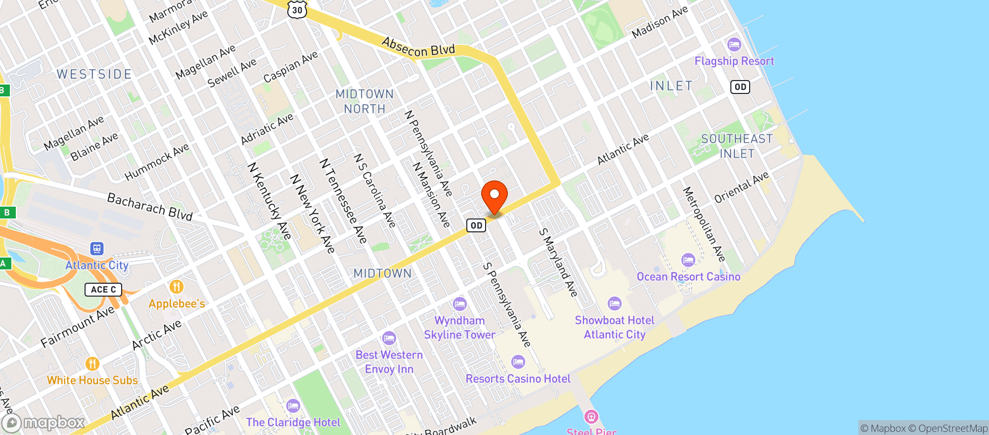Map showing Crown Liquors
