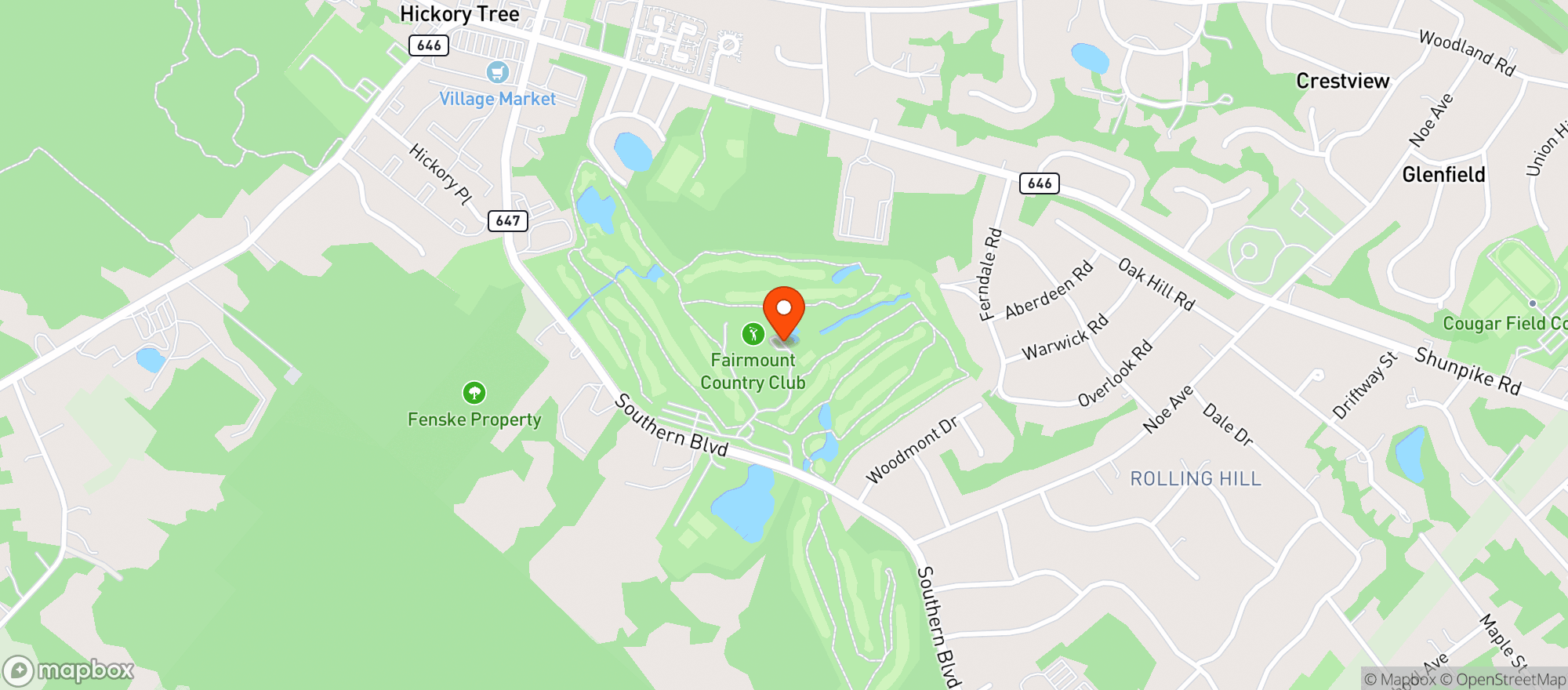 Map showing Fairmount Country Club