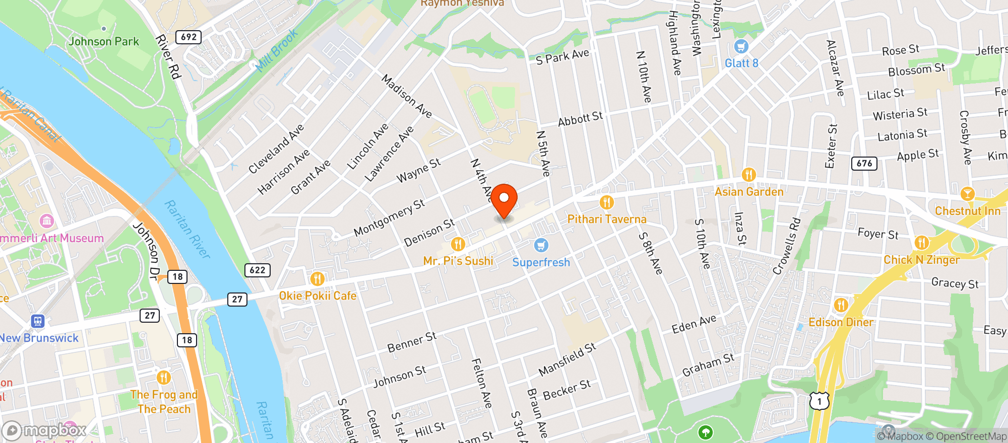 Map showing Pino's Gift Basket Shoppe and Wine Cellar