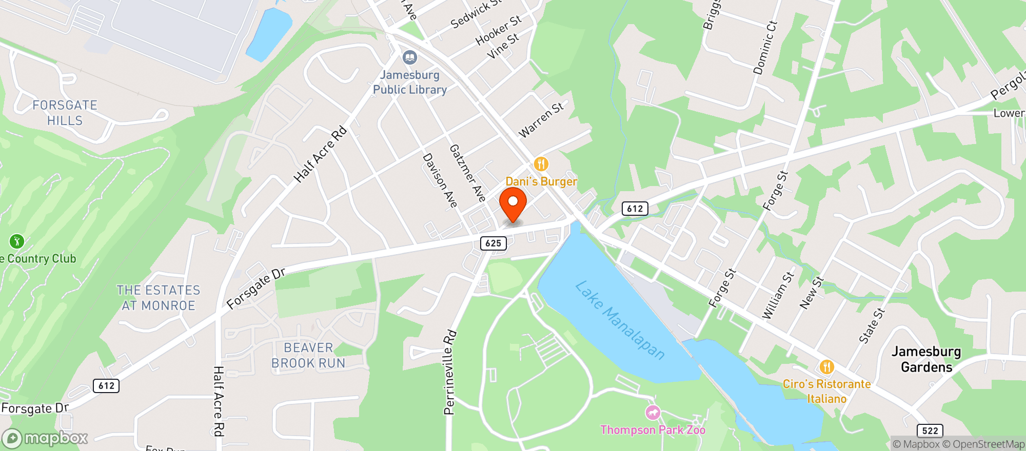 Map showing Jamesburg Wine Liquor
