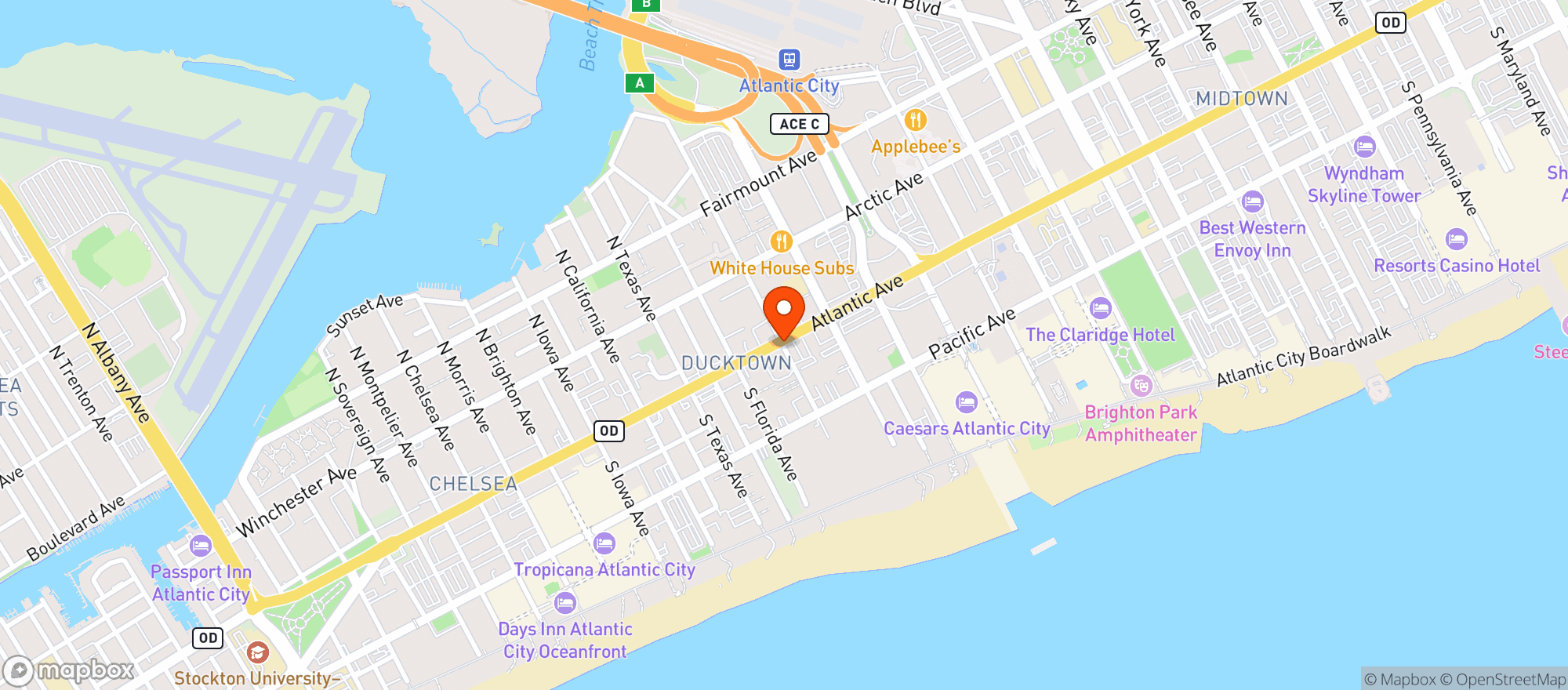 Map showing DUCK TOWN TAVERN