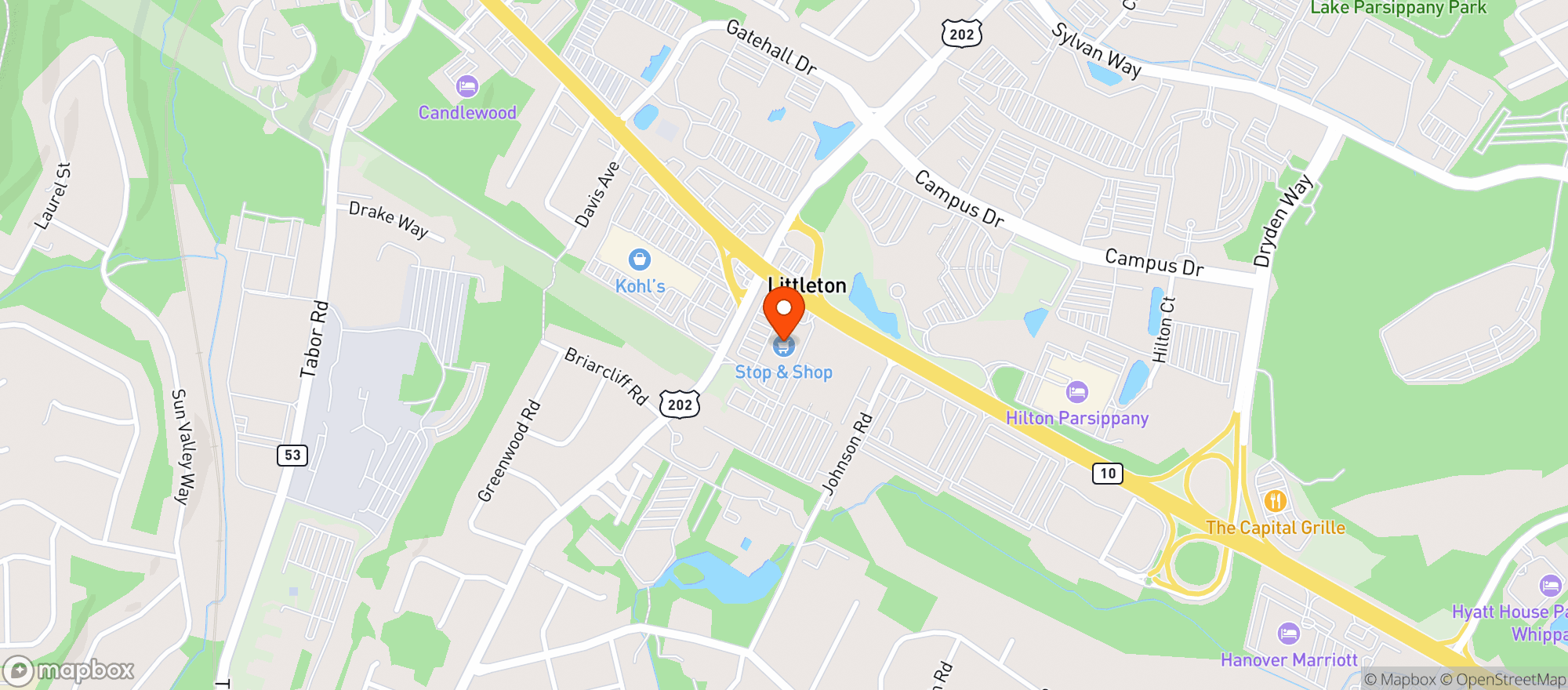 Map showing Stop & Shop - 0893 - Morris Plains