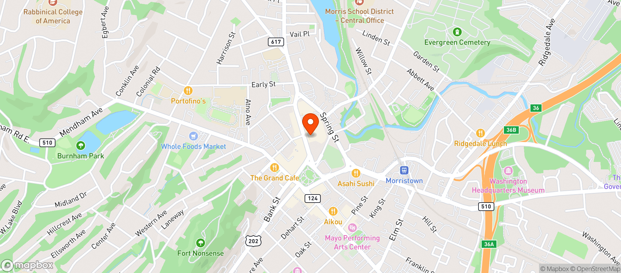 Map showing Hyatt Regency Morristown