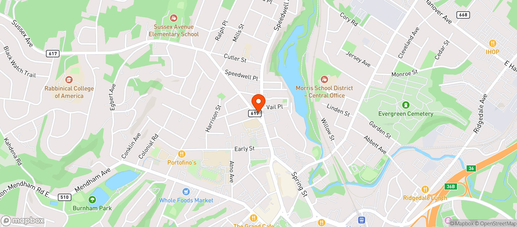 Map showing Midtown Wine Morristown