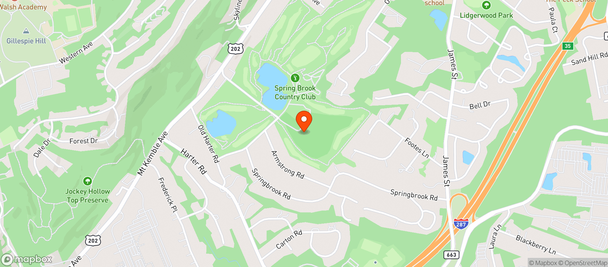 Map showing Spring Brook Country Club