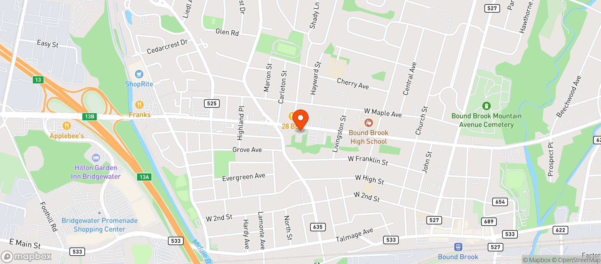 Map showing Cellar 97 - Bound Brook