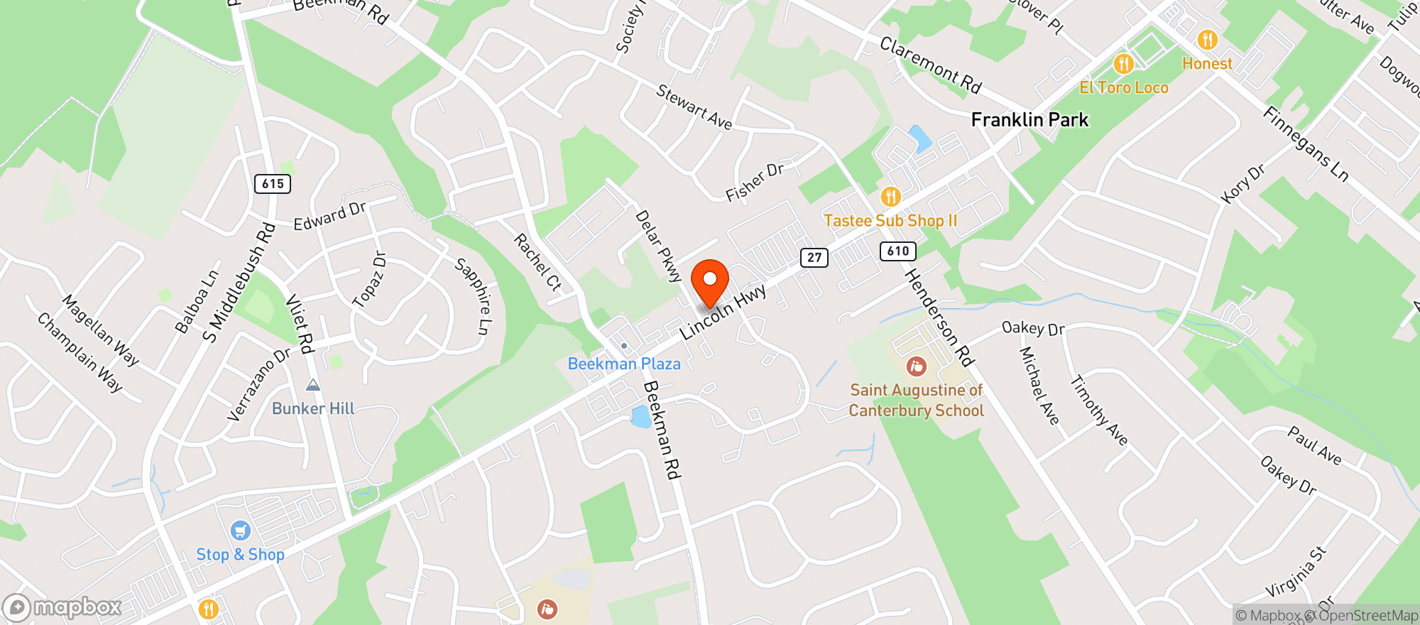 Map showing Bottle Republic @ Franklin Park