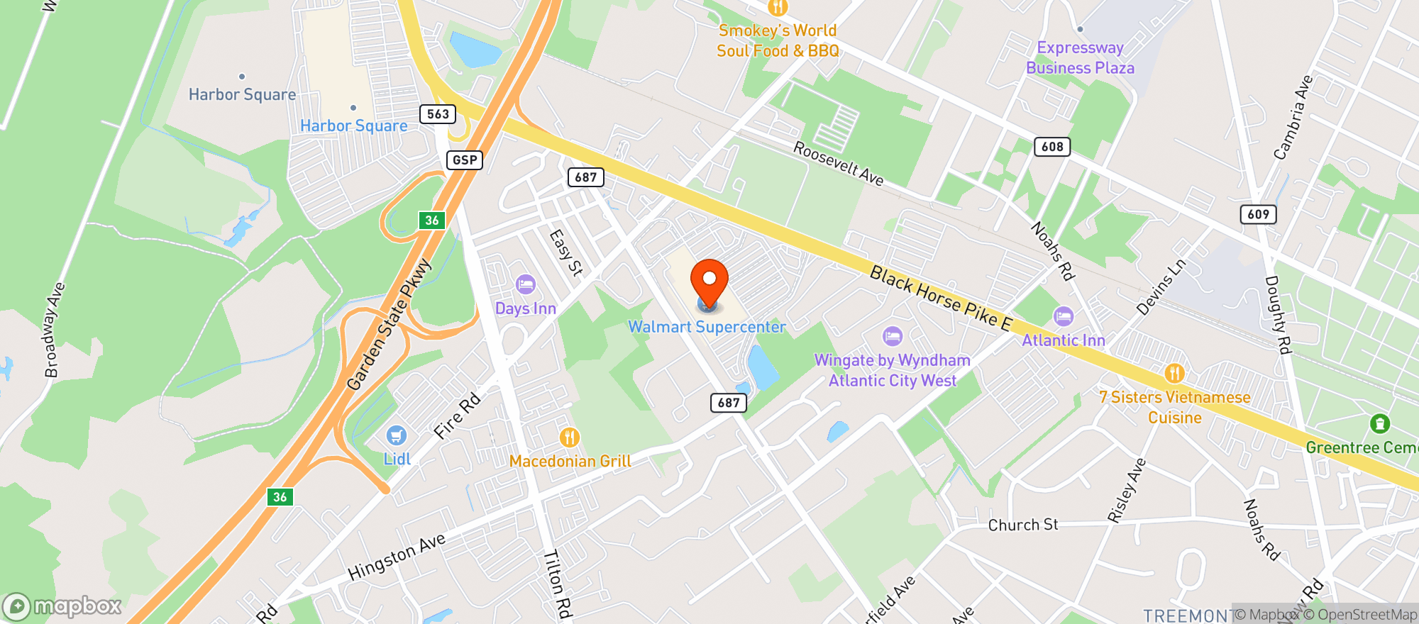 Map showing Walmart (EHT)