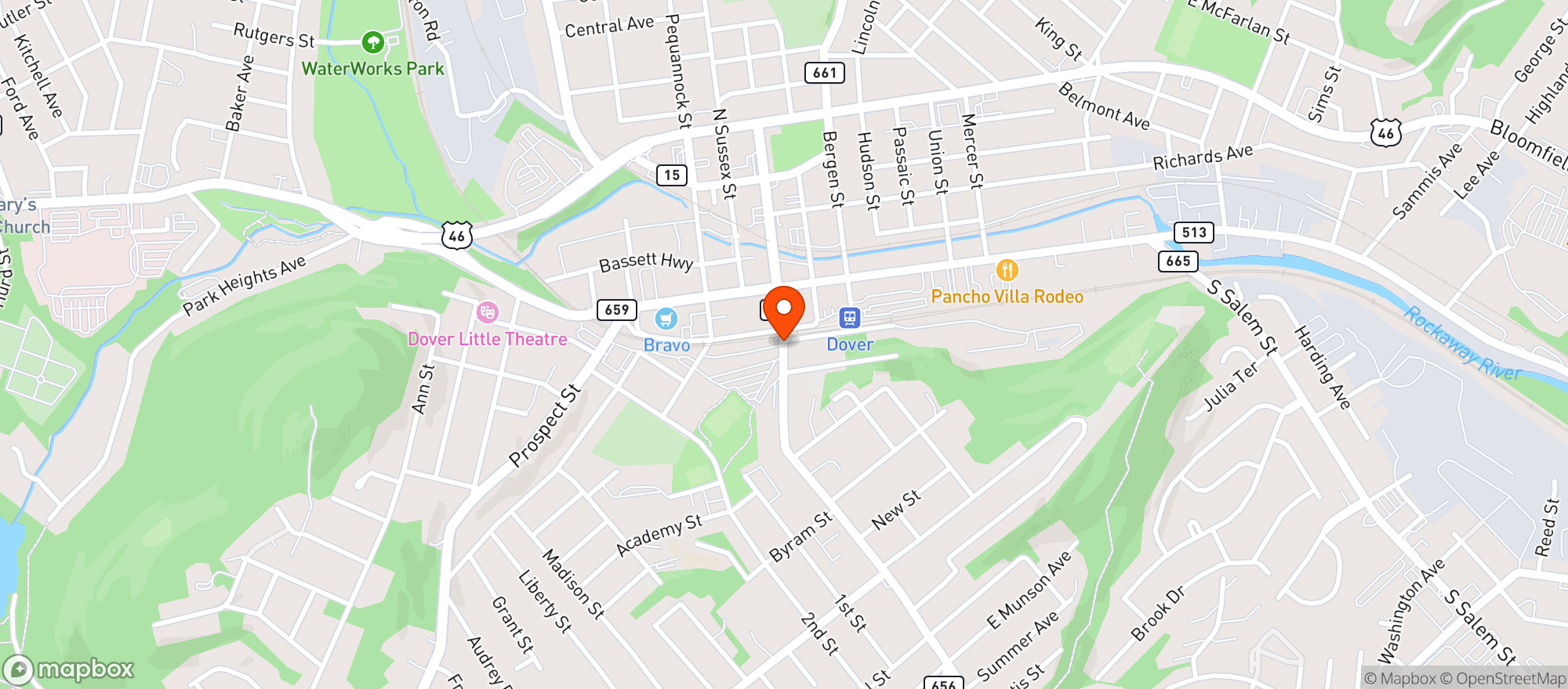 Map showing Thomas Liquors