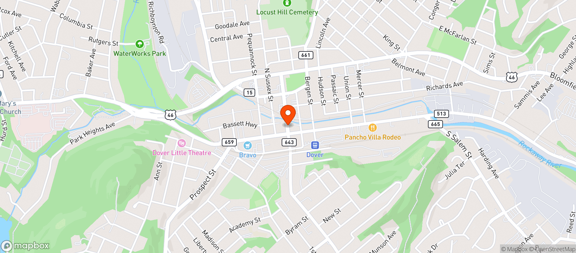 Map showing At The Hop