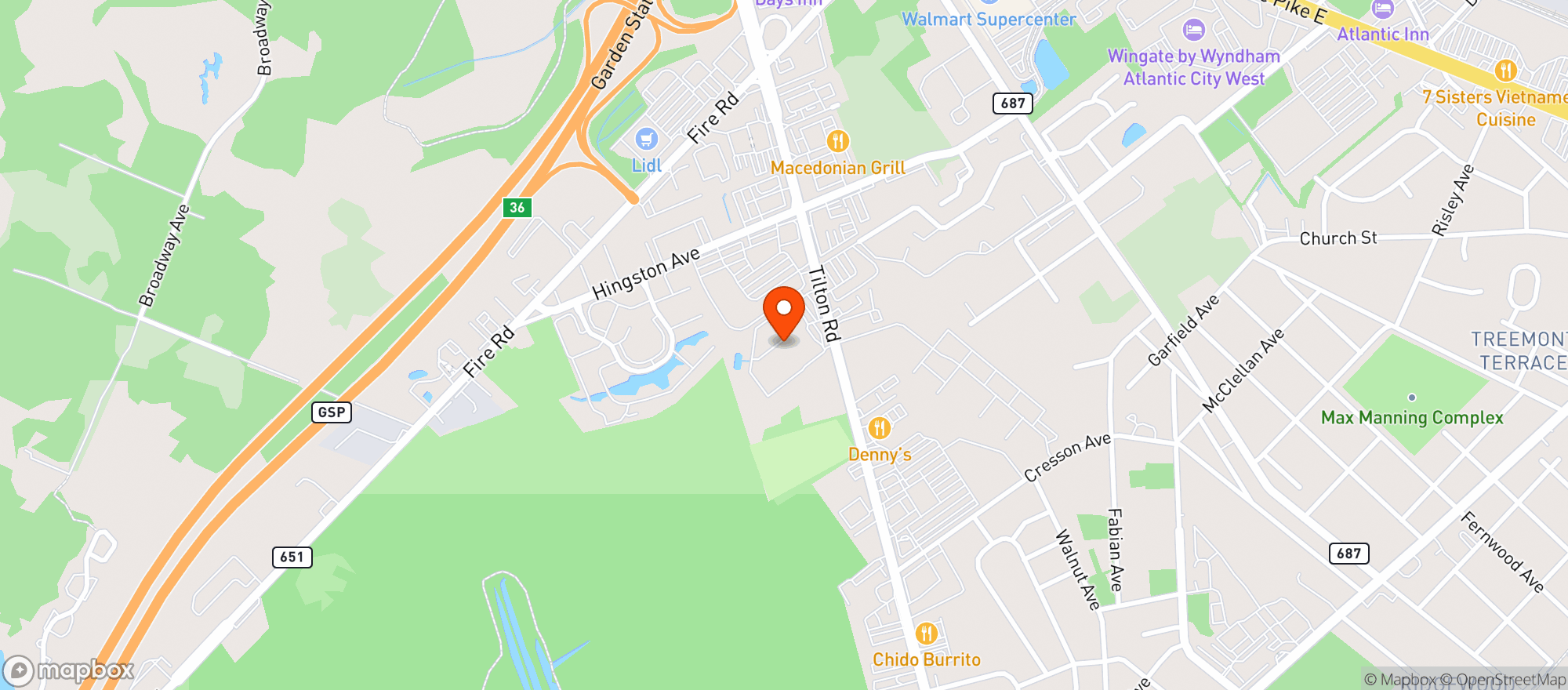 Map showing Bootleggers Liquor Outlet