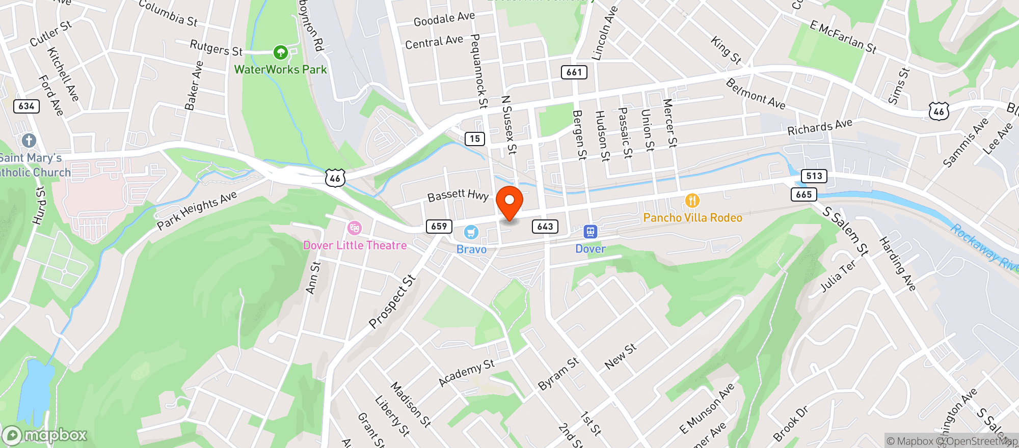Map showing Dover Liquors