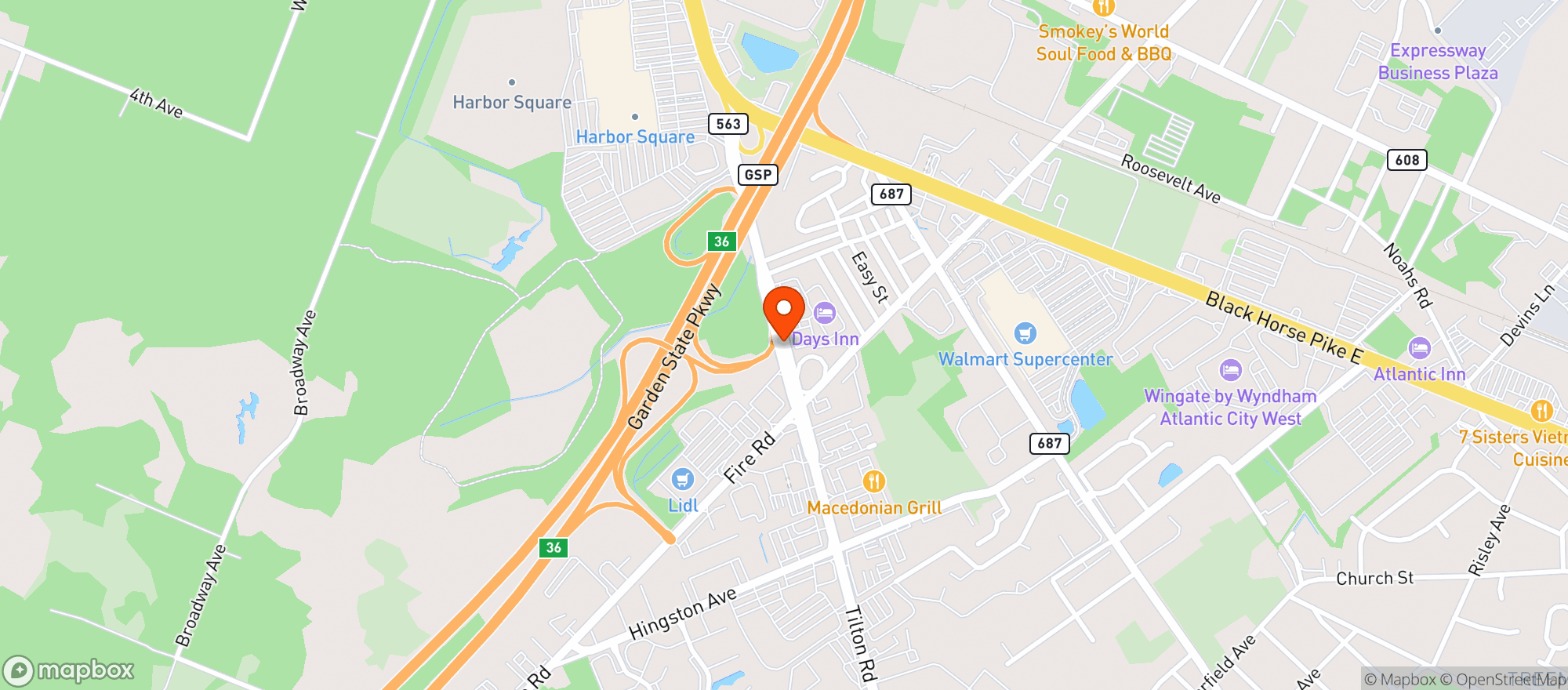 Map showing Shore Diner