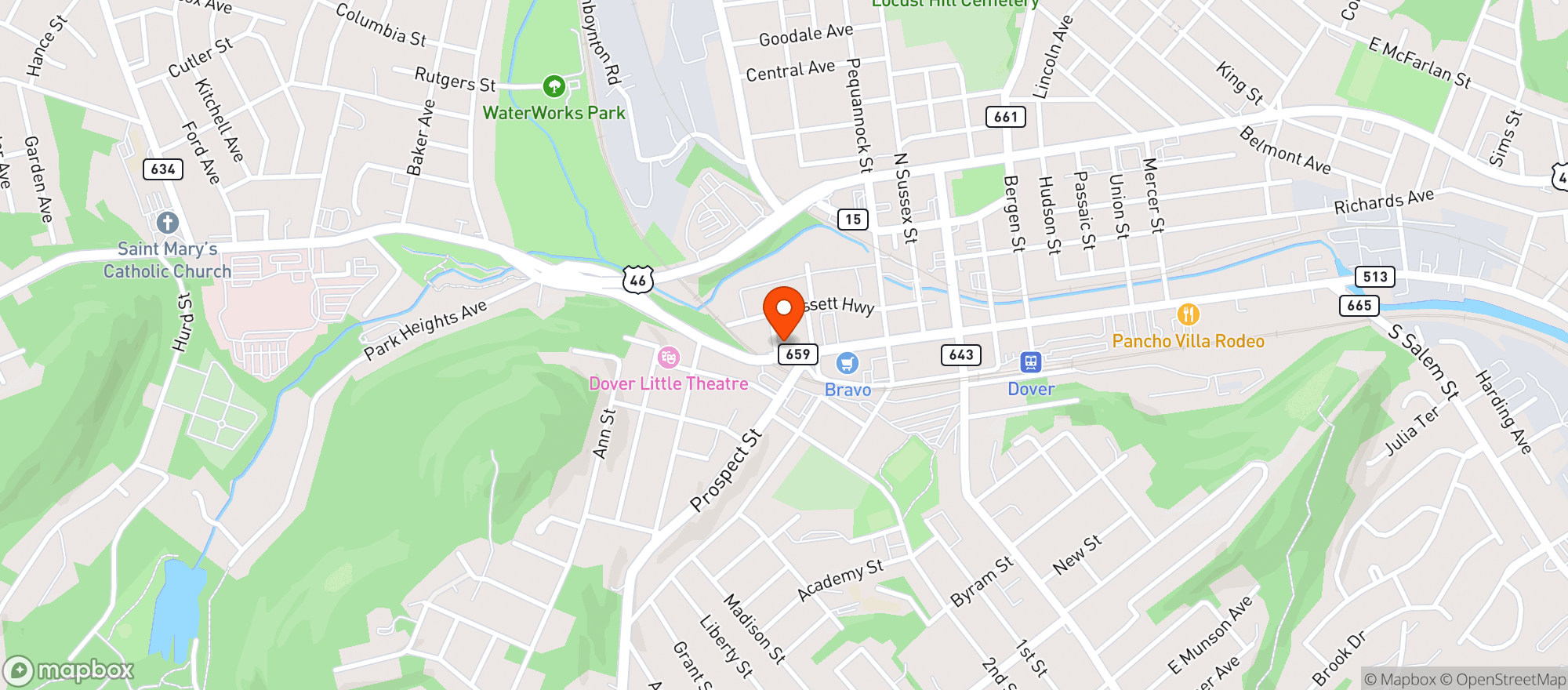 Map showing Jai Alai