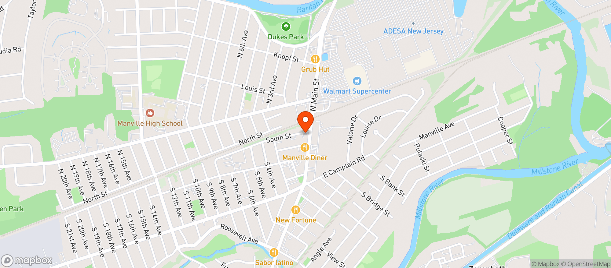 Map showing Manville Liquors