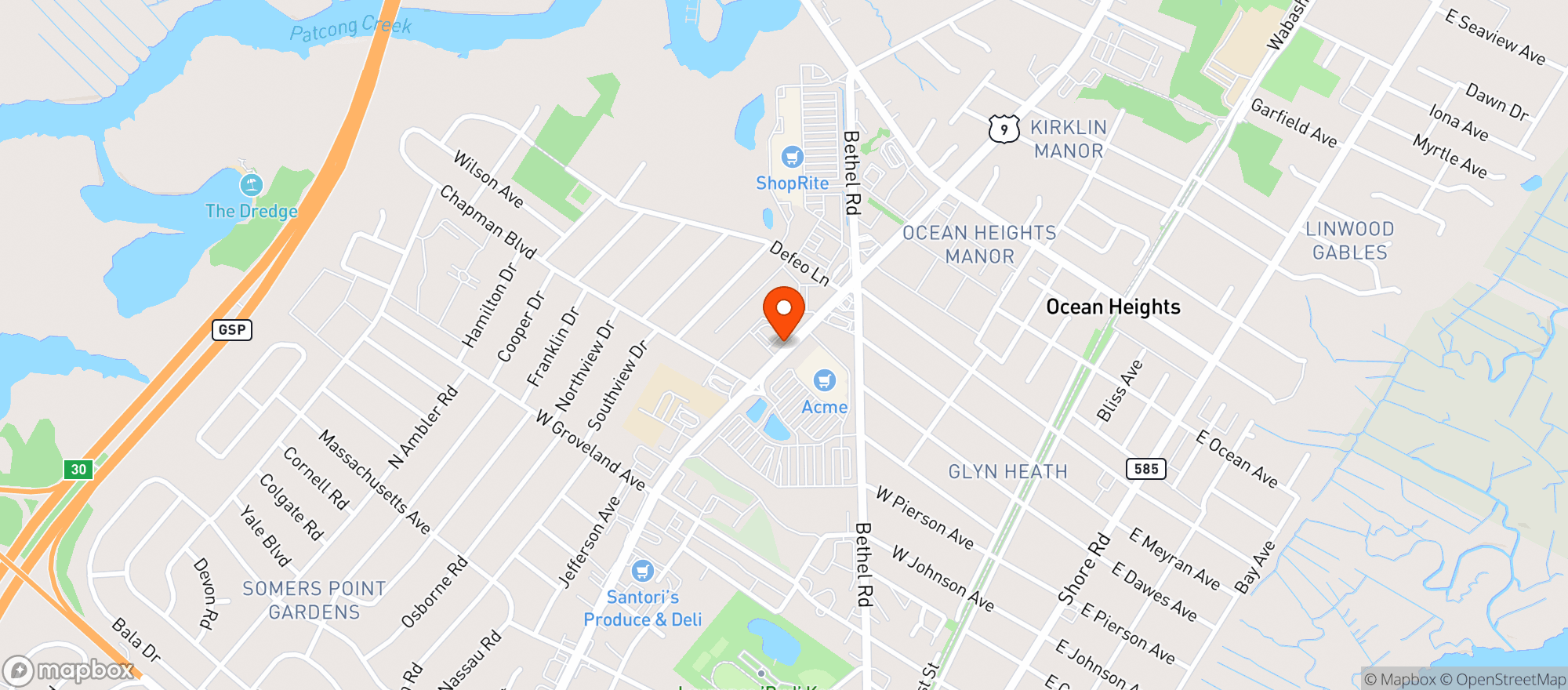 Map showing Gnc