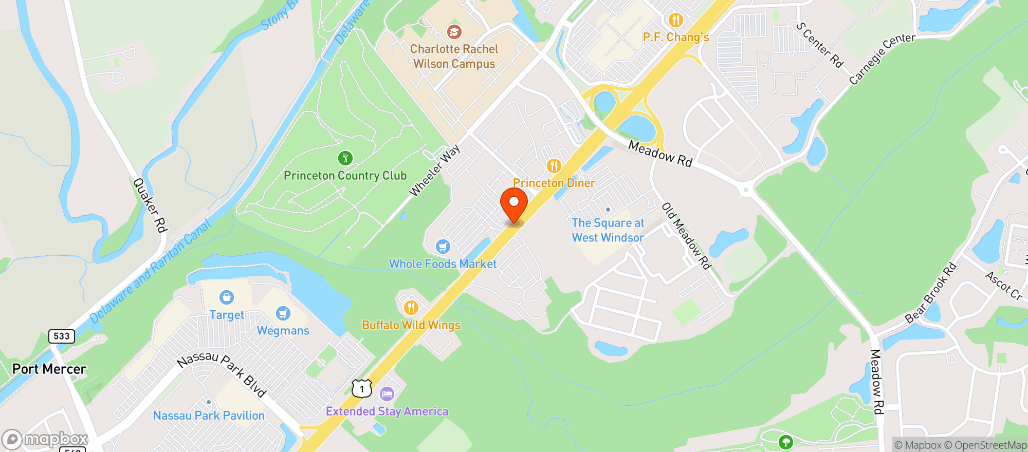 Map showing Whole Foods - Princeton