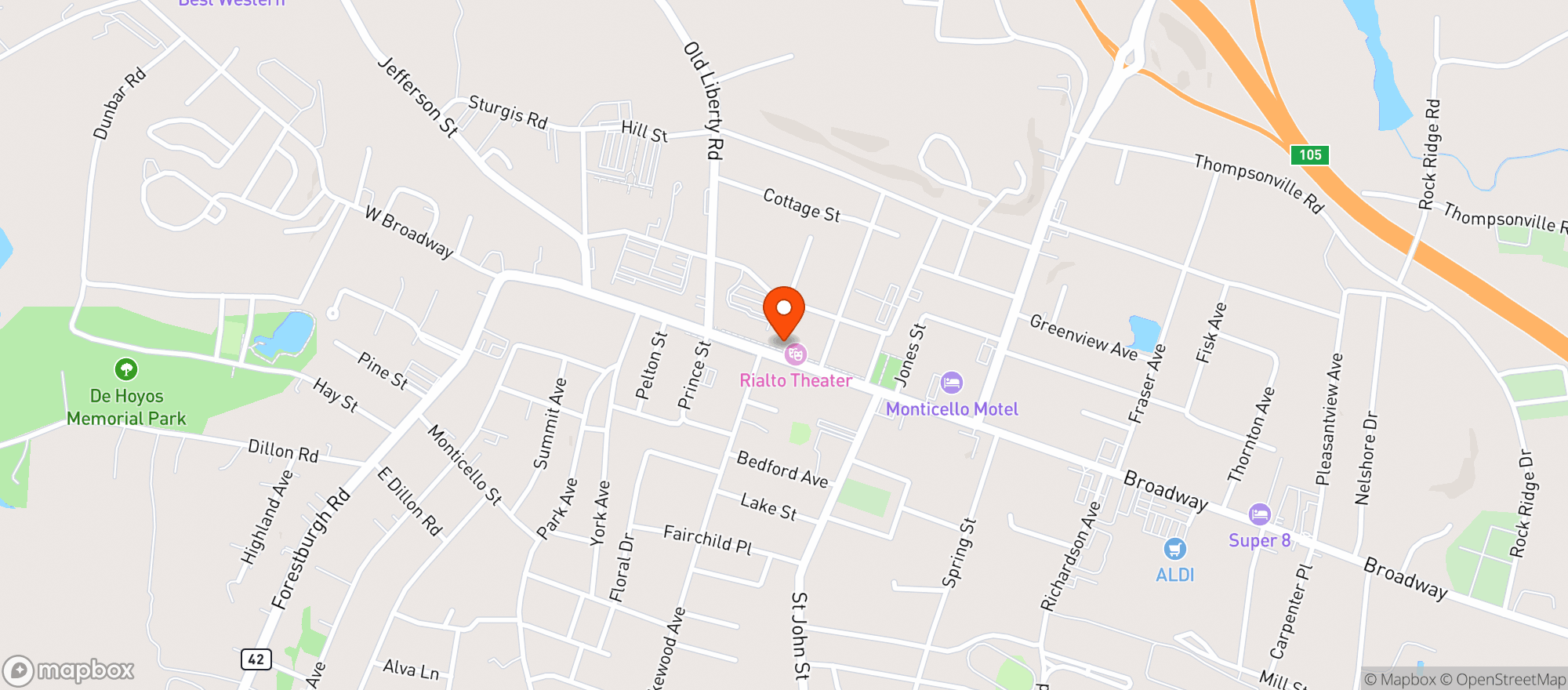 Map showing Savory Sweet Eatery & Chateau Antonia