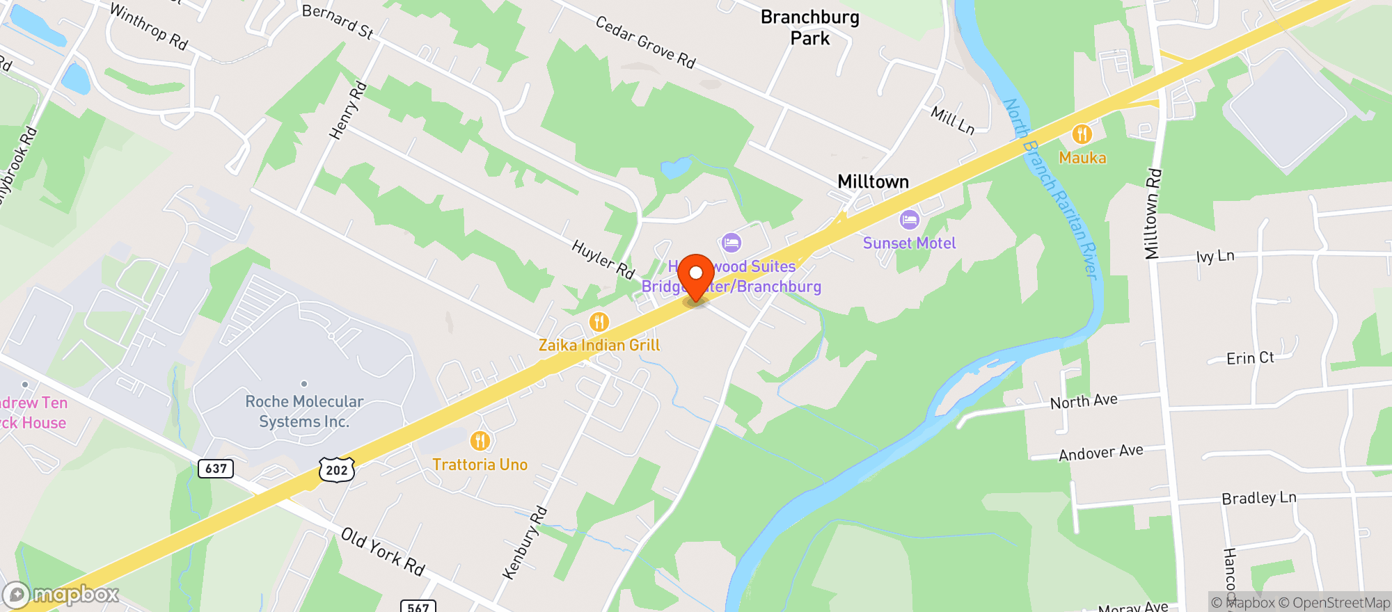 Map showing Thirstys