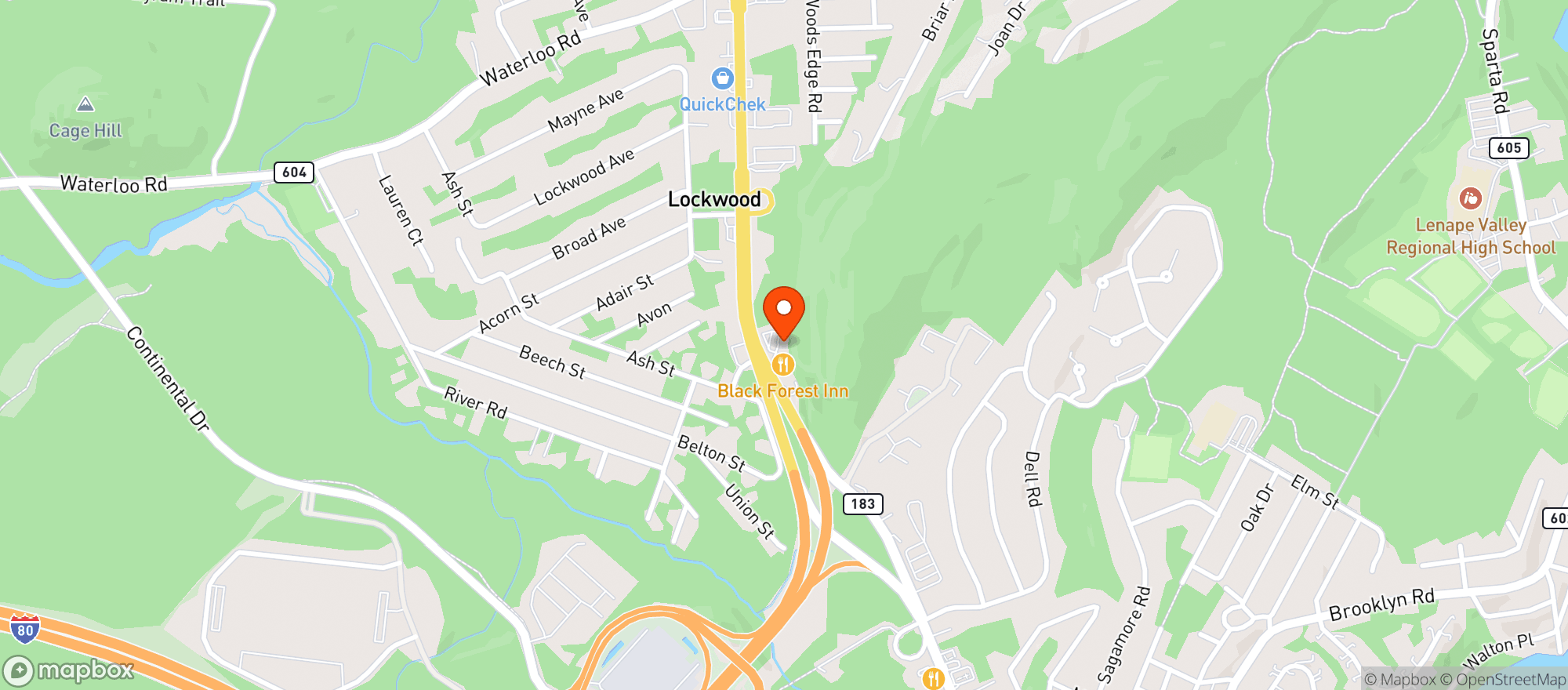 Map showing Black Forest Inn