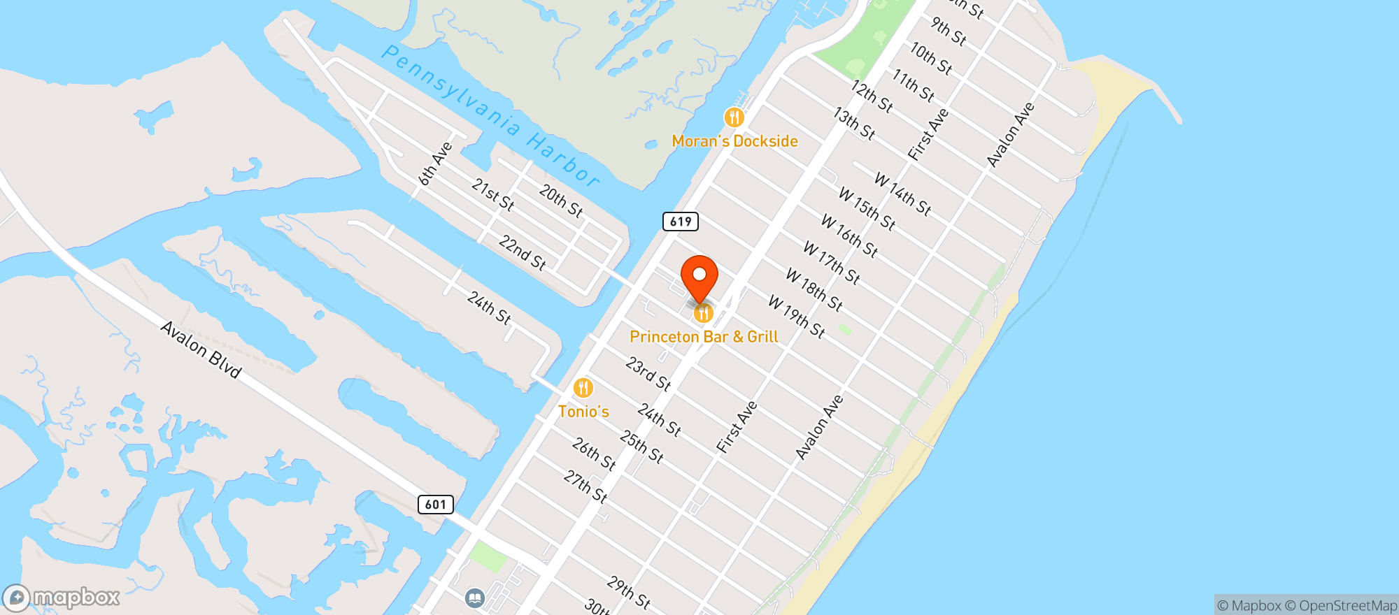 Map showing Princeton Grill & Sea Grill & Circl