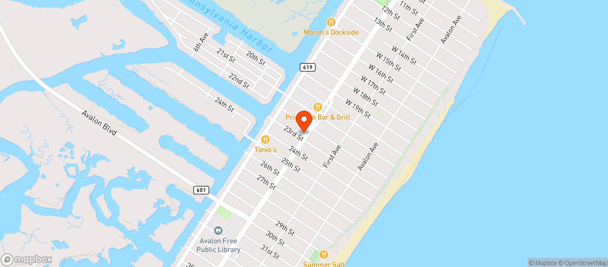 Map showing Freds Avalon Liquor Store