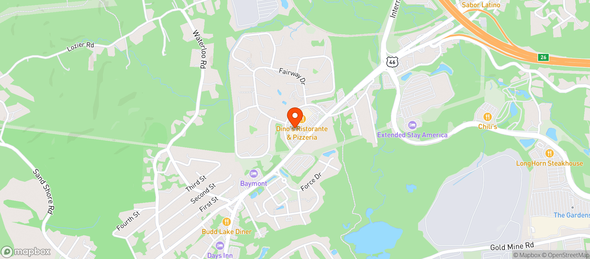 Map showing Sandy's Wine & Spirits Budd Lake
