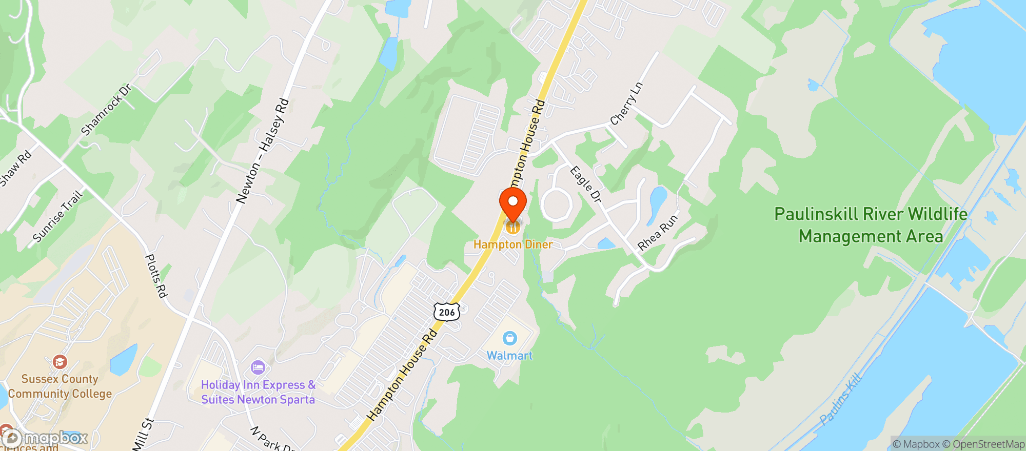 Map showing Hampton Diner
