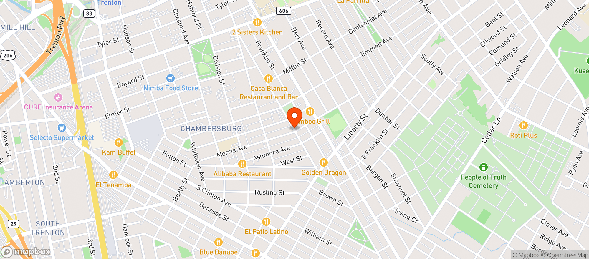 Map showing Bagel Bazaar Deli & Grill Of Piscataway