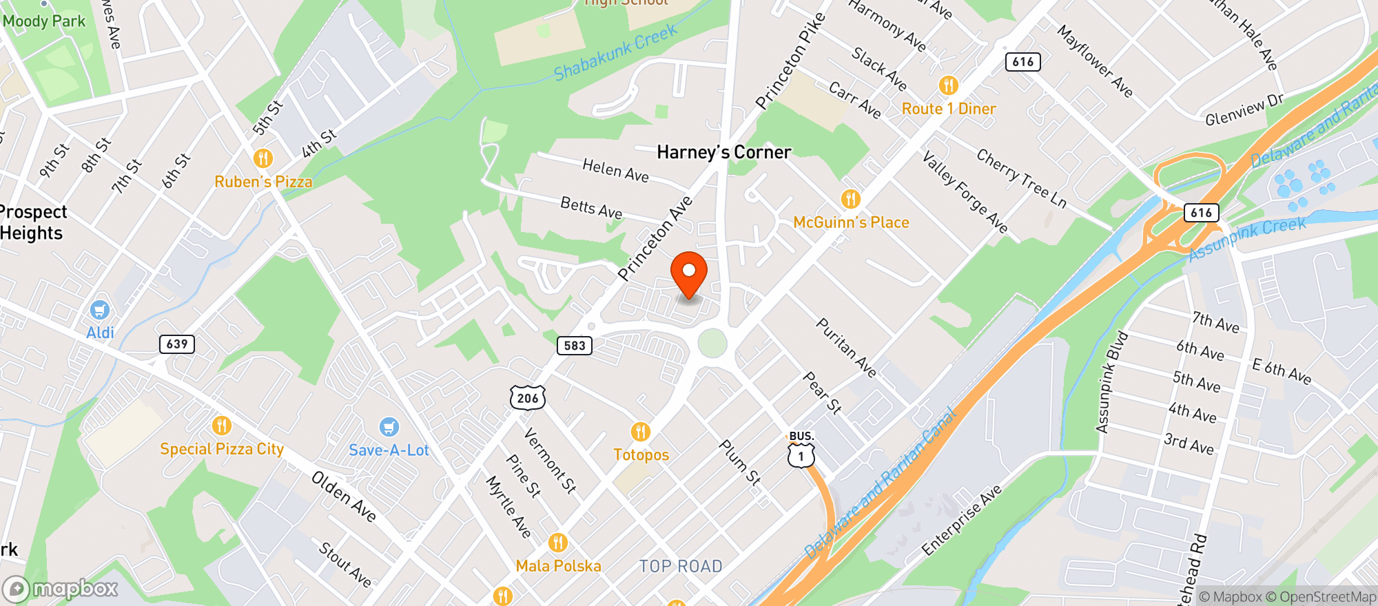 Map showing Canal's Hamilton