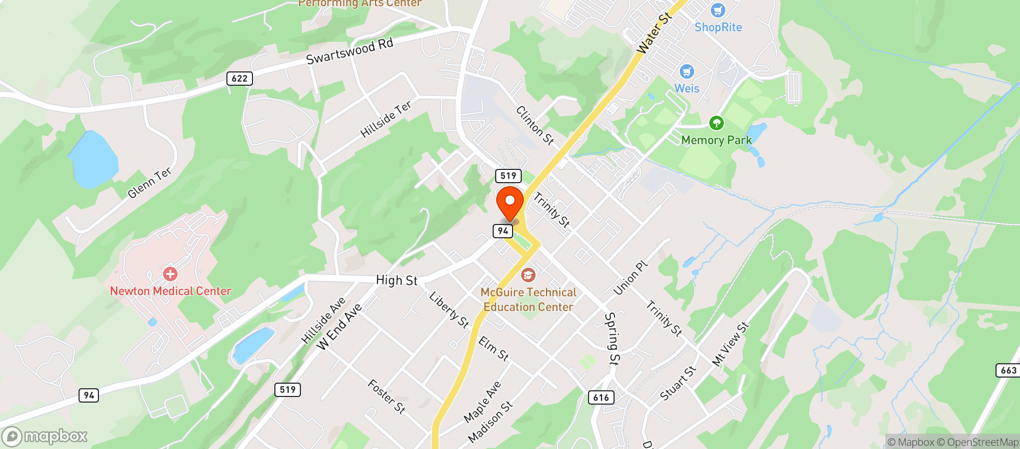 Map showing SHOPRITE (NEWTON)