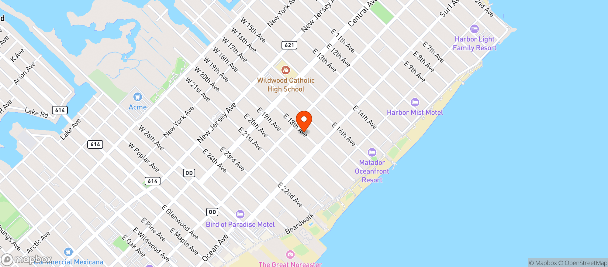 Map showing Bubba S (18Th Street)